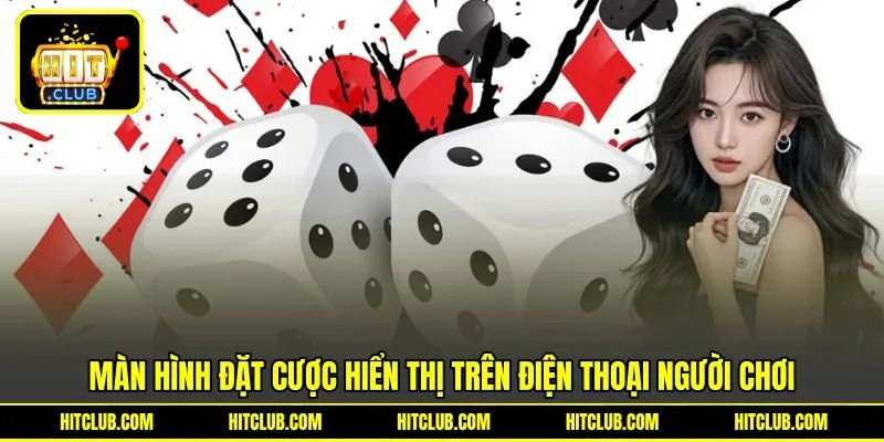 Màn hình đặt cược hiển thị trên điện thoại người chơi Màn hình đặt cược hiển thị trên điện thoại người chơi
