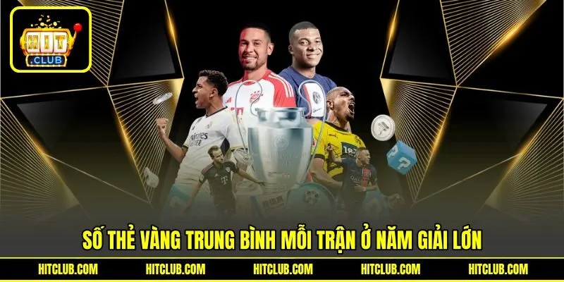 Số thẻ vàng trung bình mỗi trận ở năm giải lớn